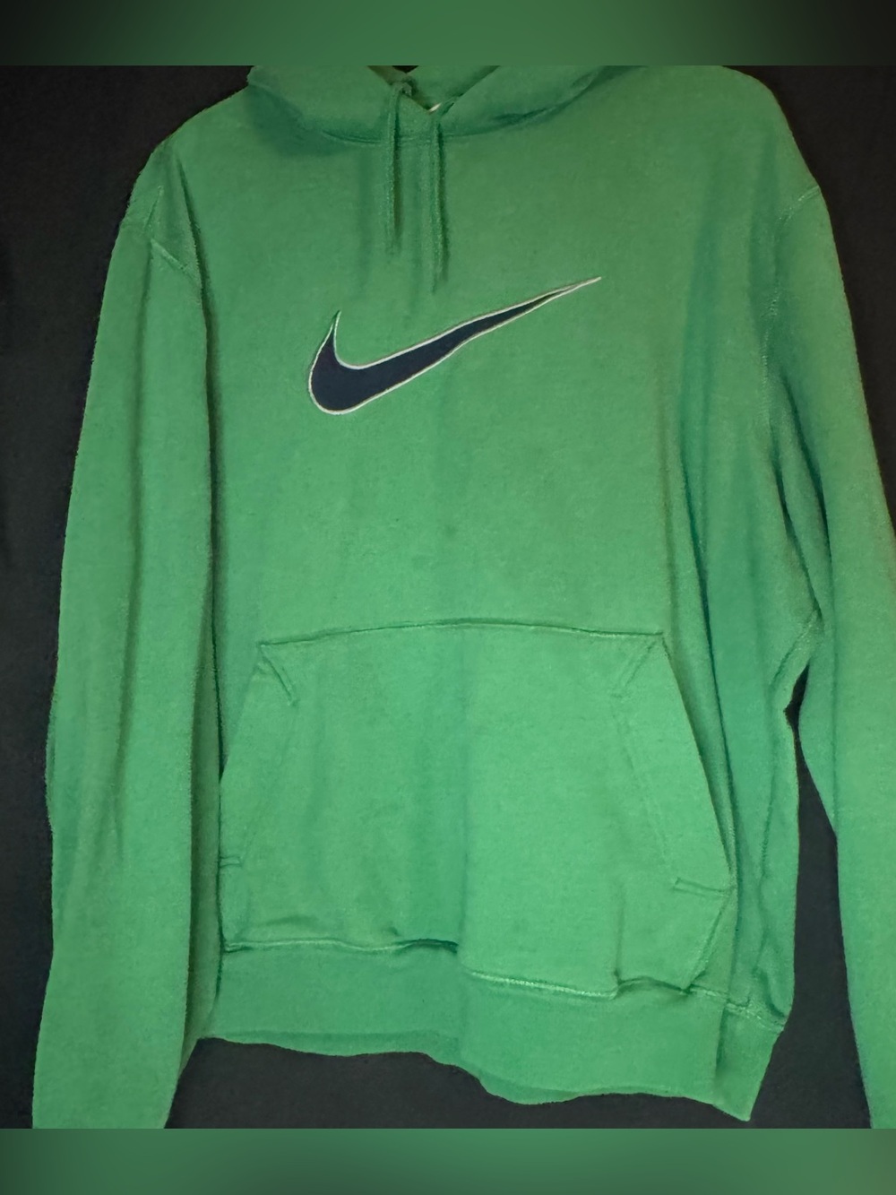 XL Vintage Nike Hoodie Mens Large Green Fleece Pullover Swoosh Sweatshirt Y2K